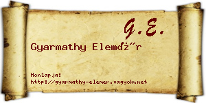 Gyarmathy Elemér névjegykártya