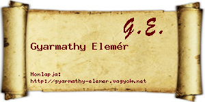 Gyarmathy Elemér névjegykártya
